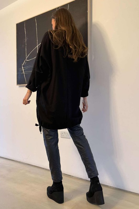 Oscar Immy Sequin Panel Sweatshirt Tunic Black 